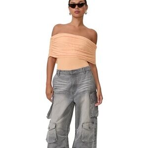 NWOT AFRM Los Angeles Tan Off-Shoulder Bodysuit